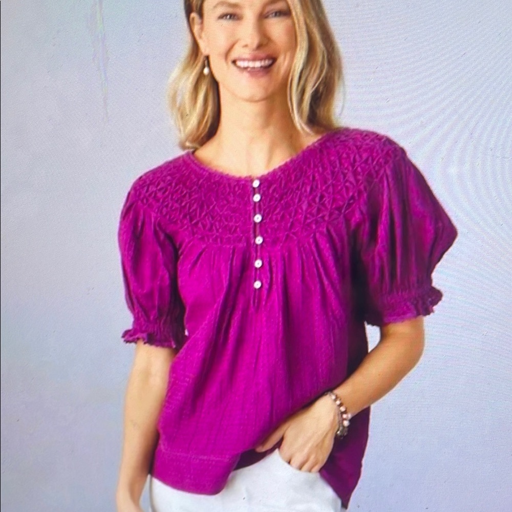 Purple Smocked Women's Top